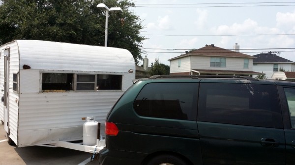 1966 Roadrunner Camper behind Honda Odyssey